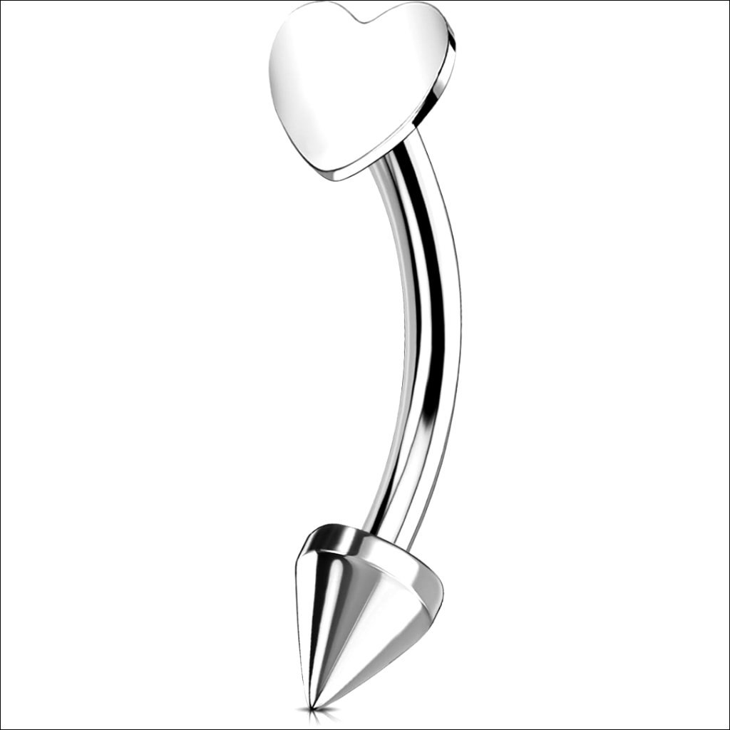 Solid Titanium Heart Piercing Jewelry 16g Curved Barbells For Rook Daith